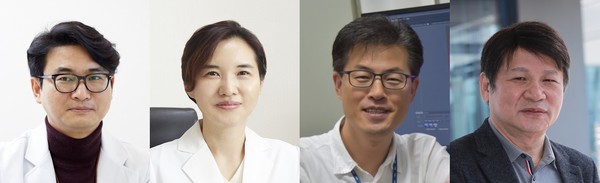 사진 왼쪽부터 차 여성의학연구소 서울역 산부인과 김유신 교수, 김명주 교수, 이재호 기초의학연구실장, 차 의과학대학교 의생명과학과 고정재 교수