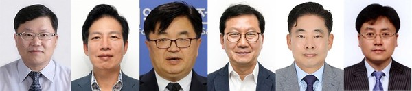 김진석 전 차장과 권오상, 이재용, 한상배, 이승용, 김헌주 후보자들(사진 왼쪽부터)