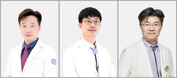왼쪽부터 가톨릭대학교 은평성모병원 두경부암센터 박준욱‧이동현 교수(이비인후과), 부천성모병원 주영훈 교수(이비인후과)