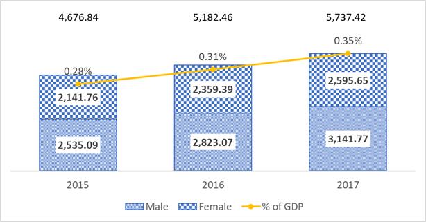 연도별 뇌손상 환자의 사회경제적 부담 비용