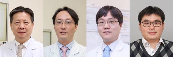 왼쪽부터 서울아산병원 소화기내과 임영석 교수, 박도현 교수, 마취통증의학과 김성훈 교수, 영상의학과 김경원 교수