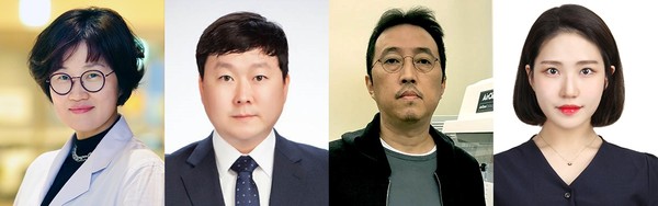 왼쪽부터 조미라 가톨릭의대 의생명과학교실 교수, 우진석 가톨릭의대 연구교원, 강태욱 서강대학교 화공생명공학과 교수, 조유승 서강대학교 연구원