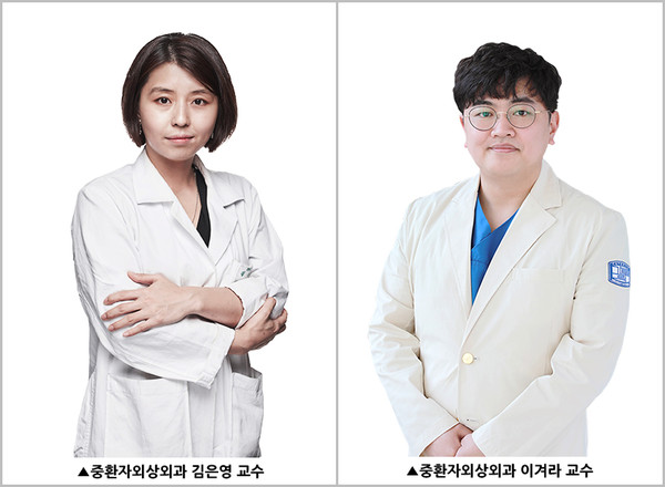 왼쪽부터 서울성모병원 중환자외상외과 김은영 교수, 이겨라 교수