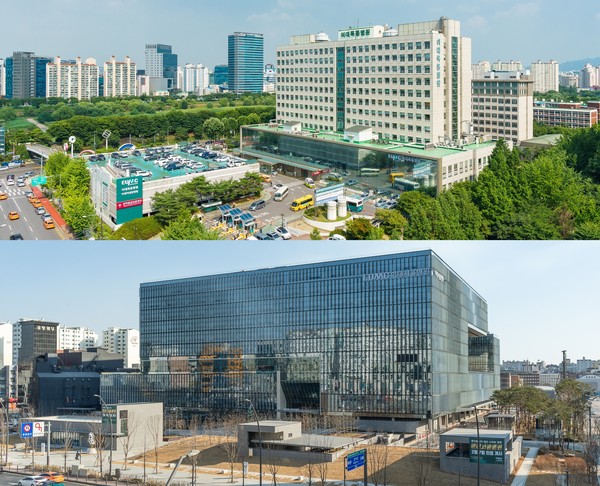이화의료원 산하 이대목동병원과 이대서울병원(사진 위부터)