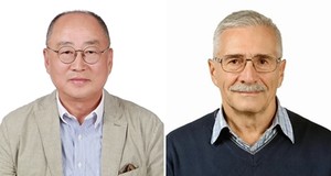 주홍 레이저옵텍 회장(왼쪽)과 알렉산드르 타라소프 수석 연구원  박사