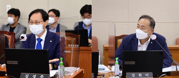 왼쪽부터 더불어민주당 김성주 의원, 김원이 의원(사진=국회 전문기자협의회)