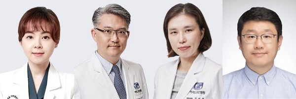 왼쪽부터 여의도성모병원 내분비내과 김진영 임상강사, 권혁상 교수, 김미경 교수, 숭실대학교 정보통계보험수리학과 한경도 교수