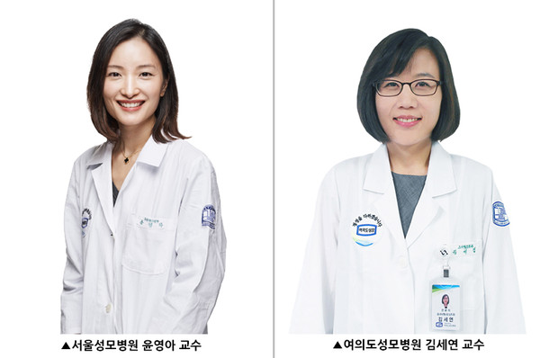 왼쪽부터 서울성모병원 소아청소년과 윤영아 교수, 여의도성모병원 김세연 교수